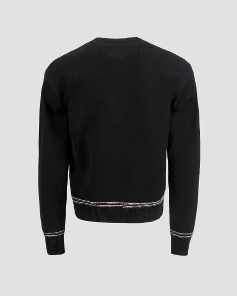 Black Wool Jumper with Maxi Marni Intarsia — снимка 3