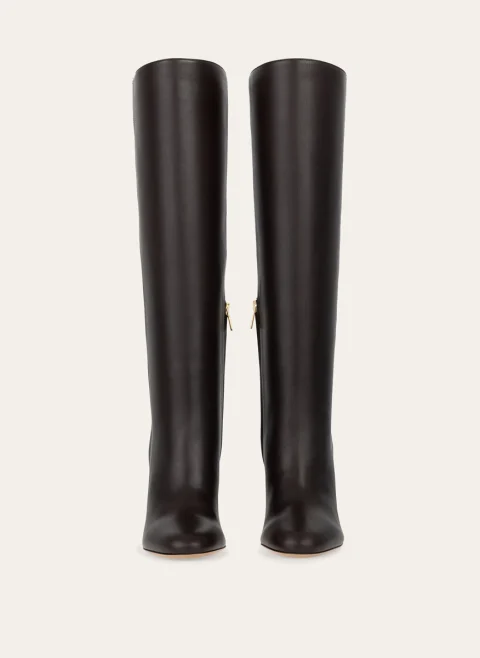 Високи кожени ботуши на ток Ferragamo — снимка 3