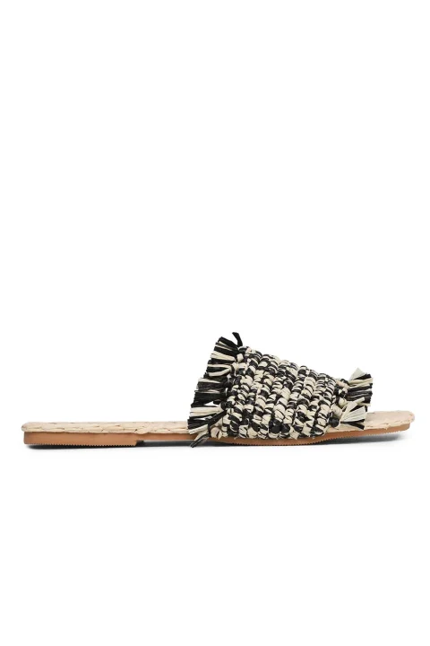 Сандали Jute Black Natural Mélange Fringed Knots Raffia; Yucatán V 2.4 Y0 black