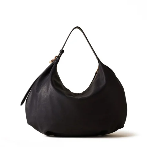Дамска черна чанта Prive Hobo Bag BORBONESE — снимка 7