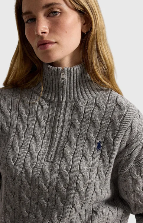 Пуловер с цип и оребрена плетка — снимка 4