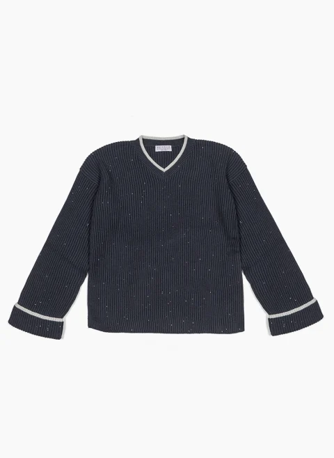 Пуловер с апликирани пайети Brunello Cucinelli Kids 6