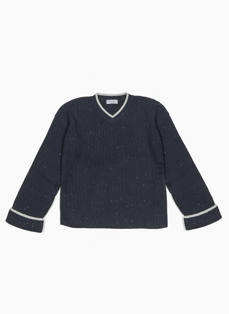 Пуловер с апликирани пайети Brunello Cucinelli Kids 6