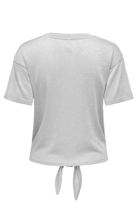 Top Onlamber Life S/S Knot Shine 15369755 BS000086 light grey melange — снимка 2
