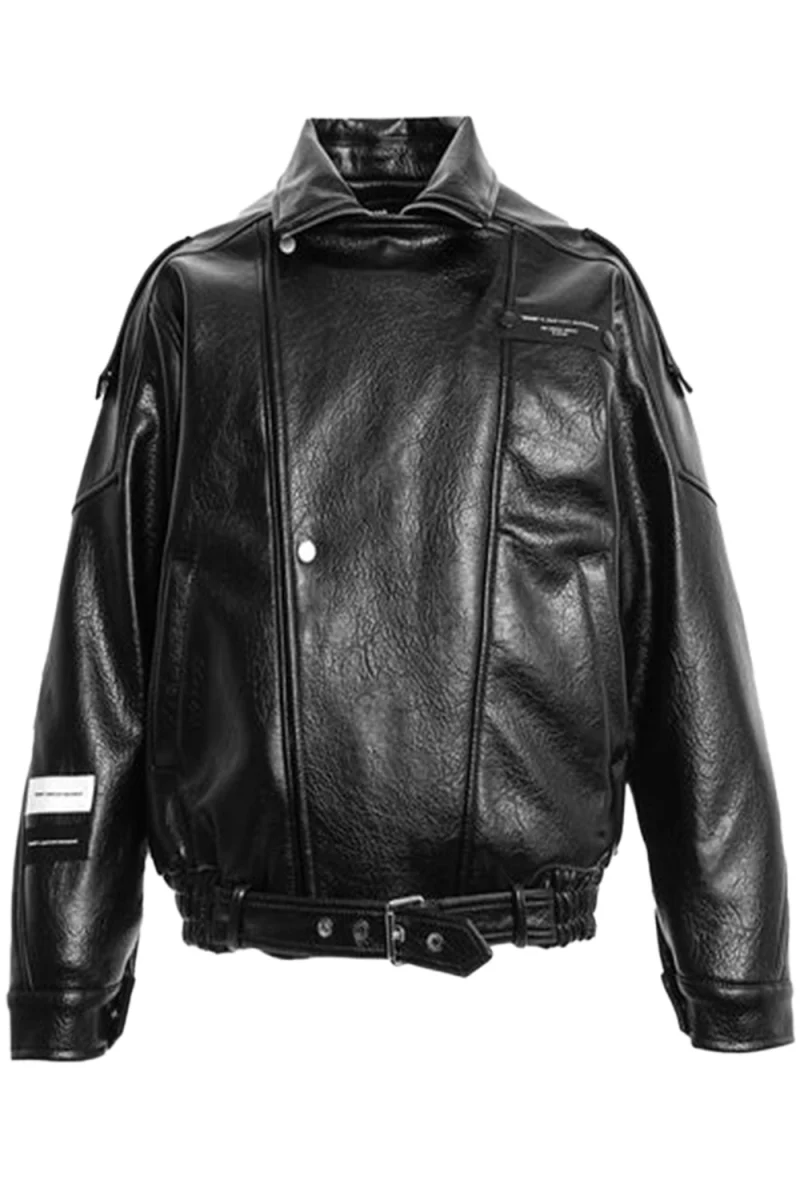 Яке Leather Funnel Neck Perfecto MW094070717 black