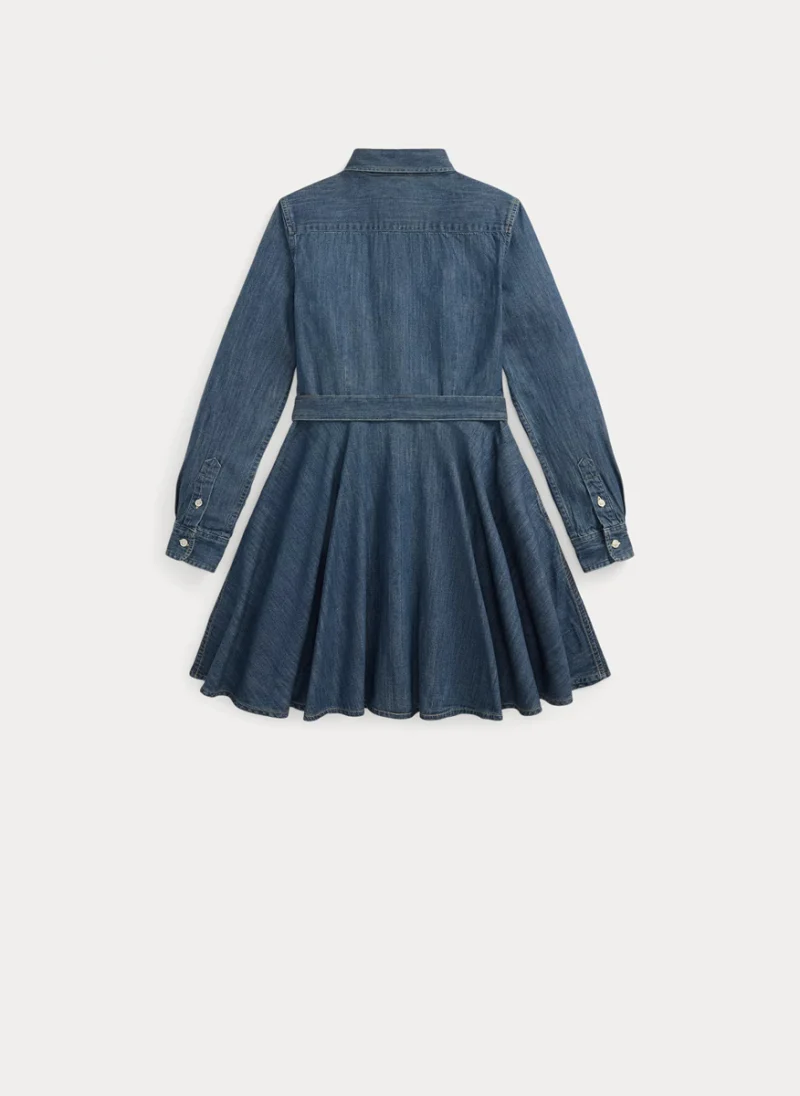 Рокля-риза от деним Ralph Lauren Kids 7-14 — снимка 7