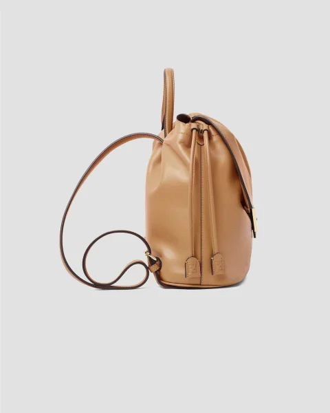 Cappuccino Brown Leather Backpack — снимка 2