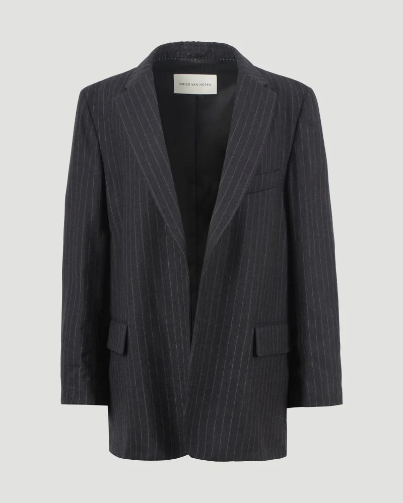 Oversized Padded Blazer in Pinstripe Wool