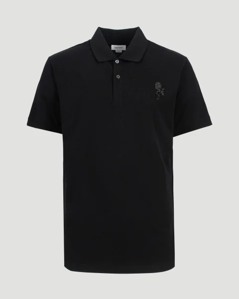 Rose Embroidery Piqué Polo Shirt