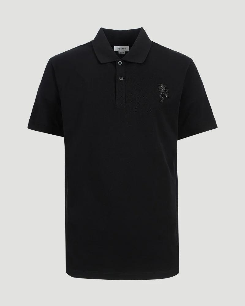 Rose Embroidery Piqué Polo Shirt