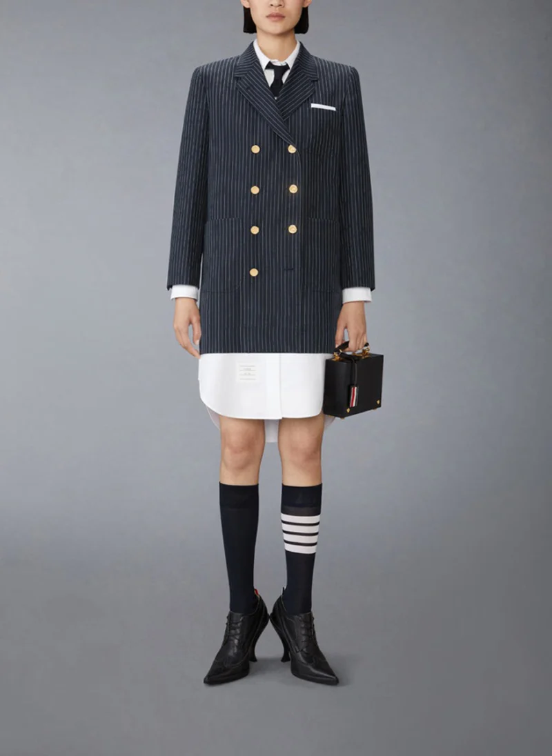 Сако с фино райе от вълна Thom Browne