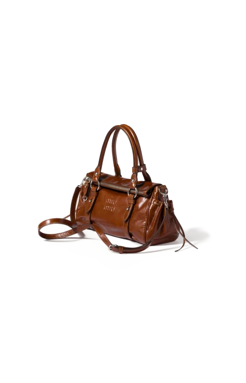 Glossy Leather Handbag in Palisander — снимка 2