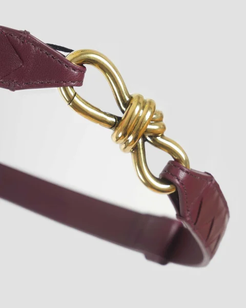 Burgundy Leather Belt — снимка 2