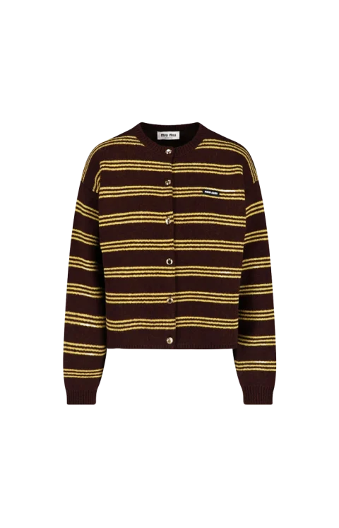Wool and Cashmere Cardigan in Cocoa Brown