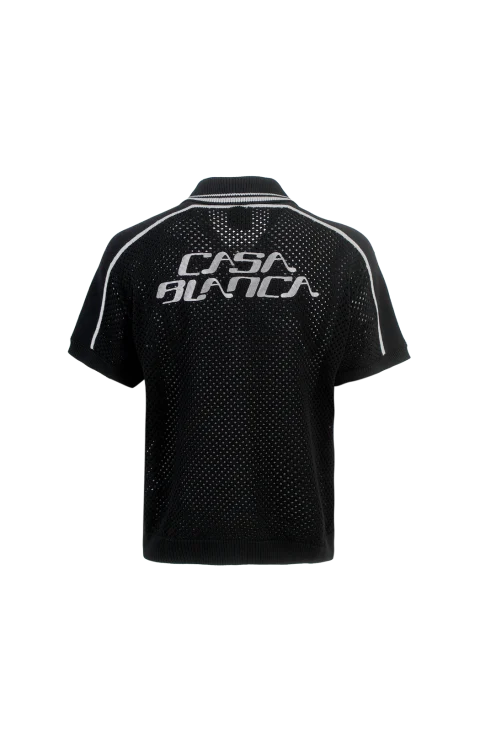 Black Short Sleeve Mesh Shirt — снимка 2