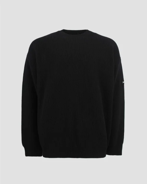 Patch Crewneck Sweater in Black