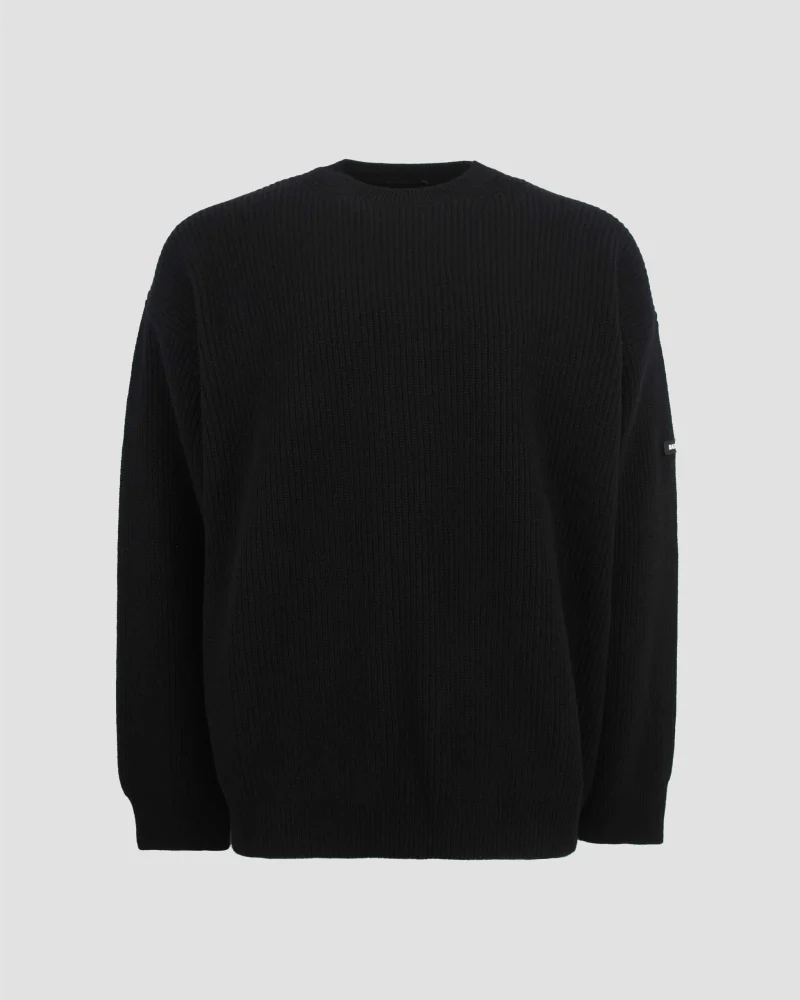 Patch Crewneck Sweater in Black