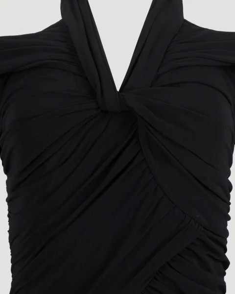 Draped Jersey Dress in Black — снимка 2