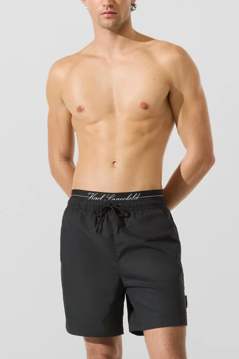 Бански Hotel Karl Crest Medboardshort B1M46010 999 black — снимка 2