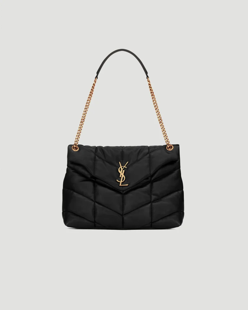 Puffer Medium in Black Lambskin with Bronze-Tone Hardware