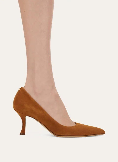 Велурени обувки на ток Ferragamo — снимка 6