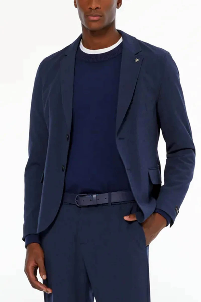 Сако Single-Breasted Seersucker Check Relaxed Fit 179826 SC401 navy melange — снимка 2