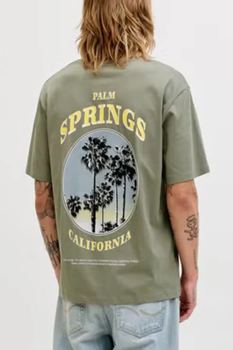 T-Shirt Jjcity Photoprint Ss Crew Neck 12288353 17-0613 TCX vetiver — снимка 2