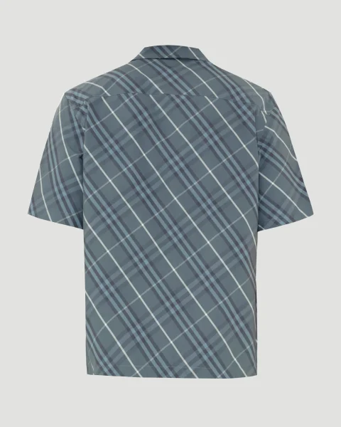 Relaxed Fit Check Cotton Shirt in Pewter — снимка 3