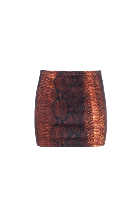 Ribbed Cotton Mini Skirt Python Print
