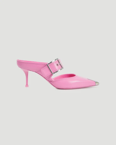 Punk Buckle Mule in Sugar Pink