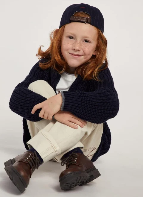 Деним с контрастни детайли Brunello Cucinelli Kids 6 — снимка 4