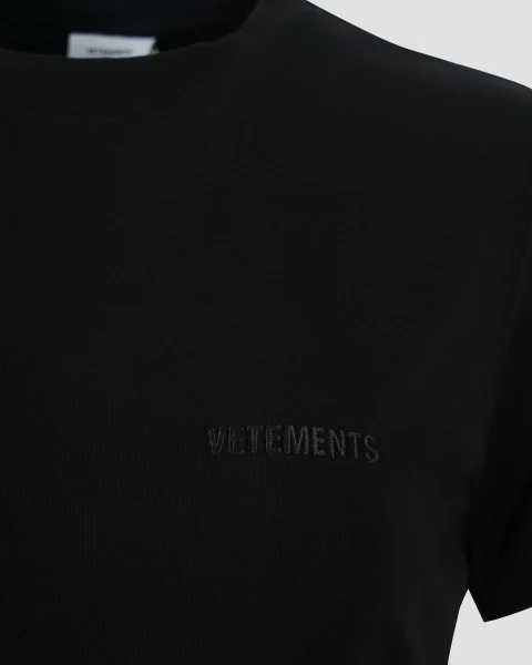 Cotton T-Shirt in Black — снимка 2