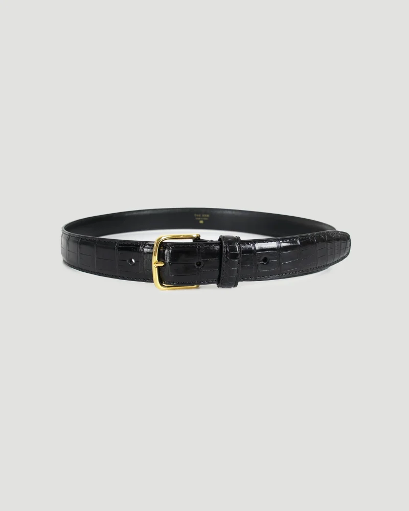 Belt in Crocodile-Embossed Leather