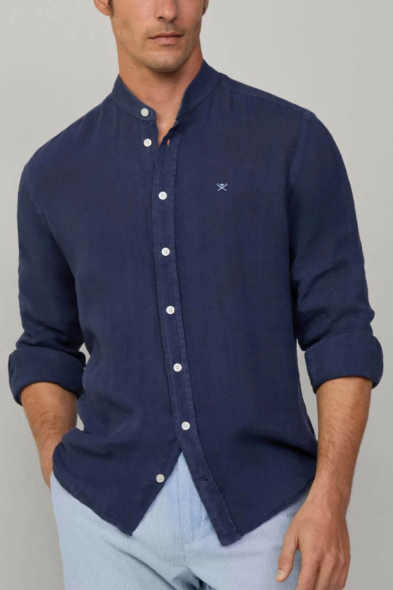 Риза Drop 2 Ess Gmd Linen Porter HM3010267 591 ink blue — снимка 2