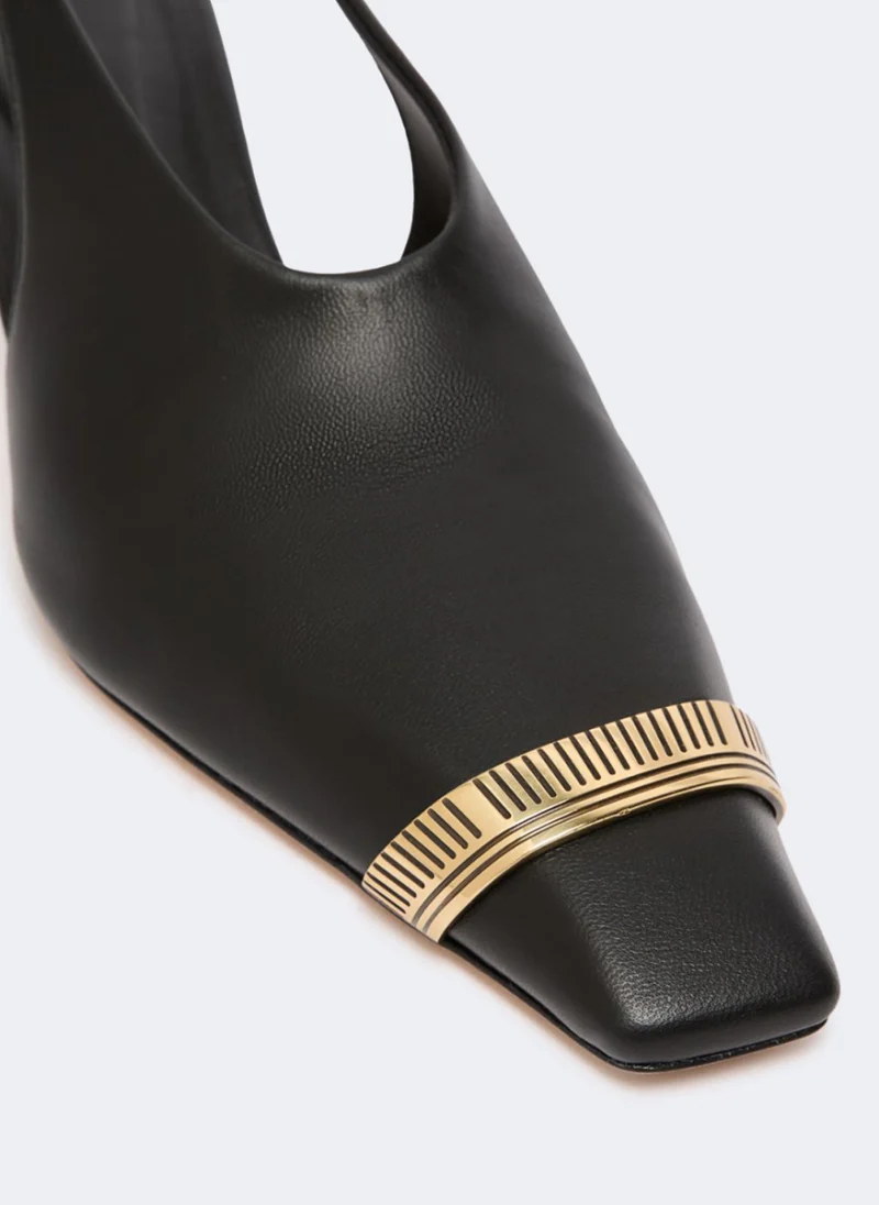 Обувки на ток от естествена кожа Sportmax Spxvicario — снимка 4