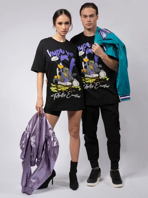 Черна овърсайз тениска TOTALLY x hype — снимка 2