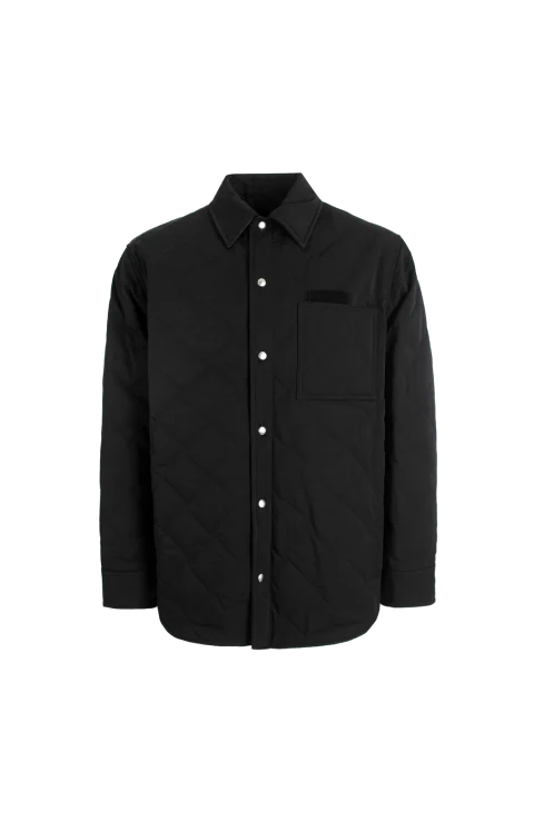Nylon and Cotton Quilted Overshirt in Black