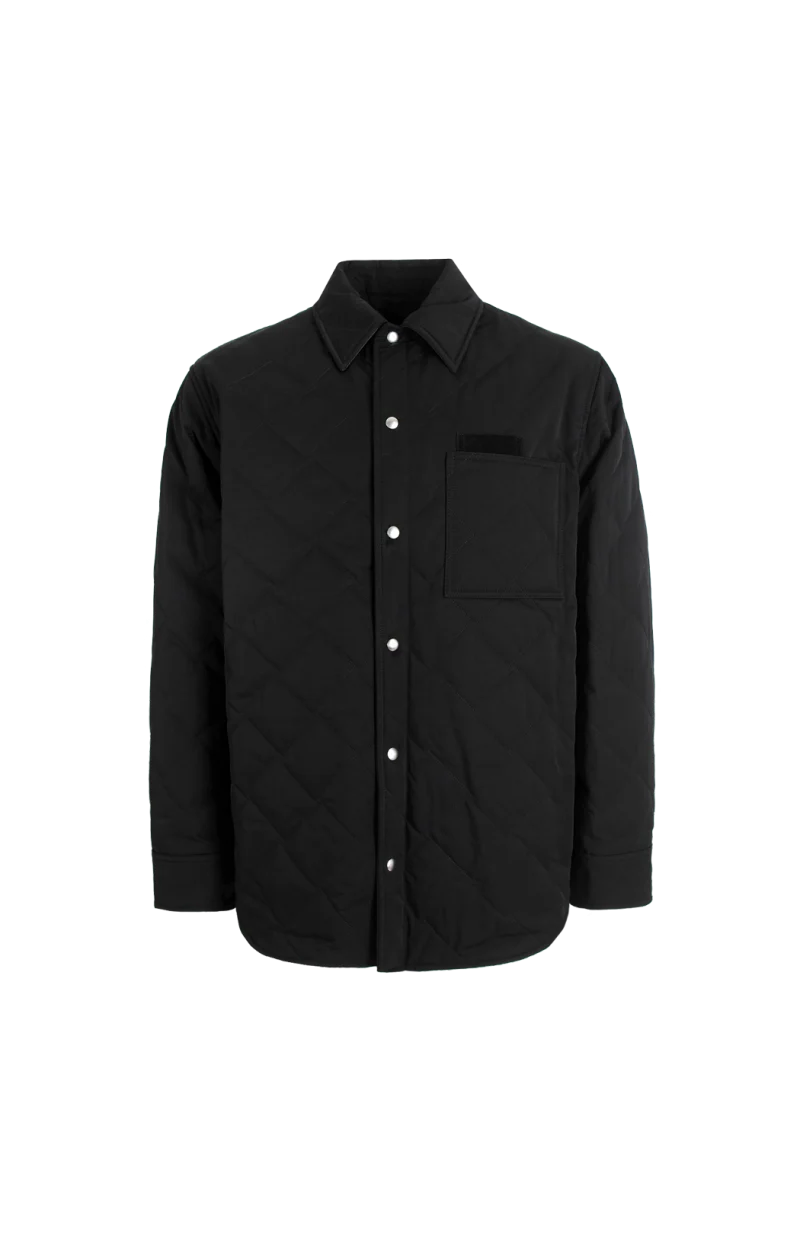 Nylon and Cotton Quilted Overshirt in Black