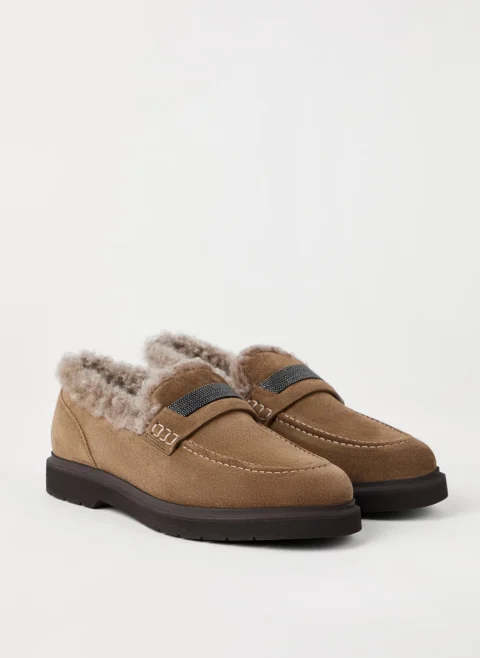Велурени мокасини 'Penny' Brunello Cucinelli — снимка 2