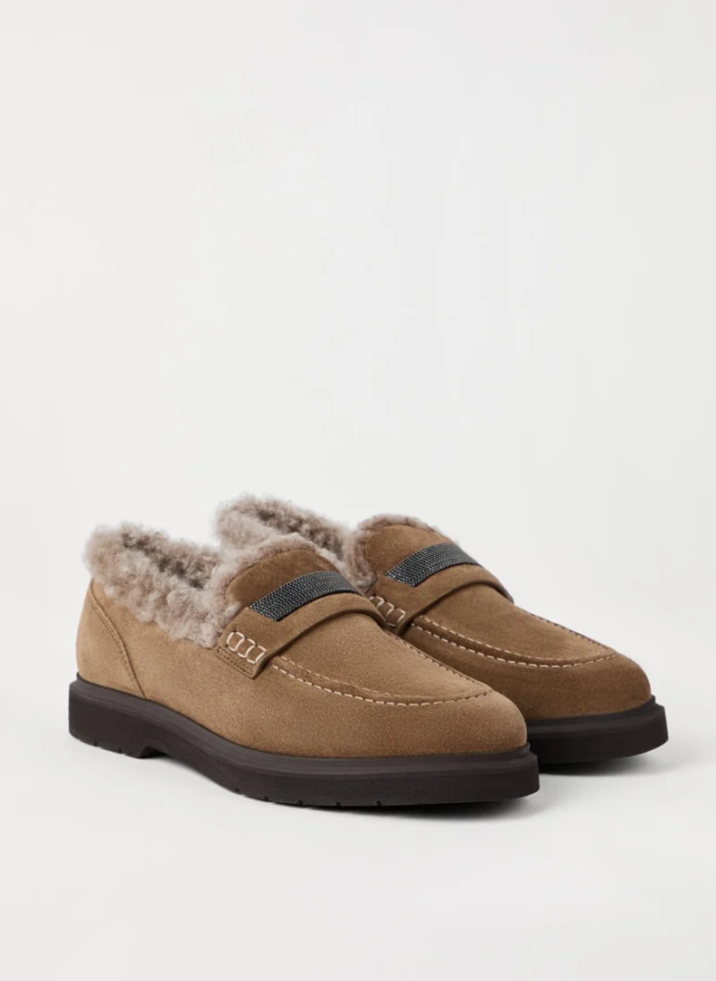 Велурени мокасини 'Penny' Brunello Cucinelli — снимка 2