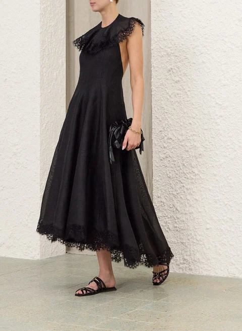 Миди рокля от лен и коприна 'Ascent Flutter Gown' Zimmermann — снимка 6