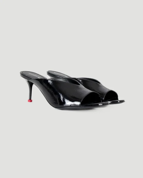 Leather Mule Sandals in Black