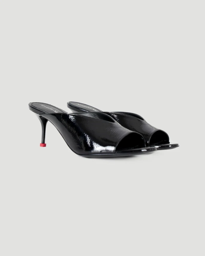 Leather Mule Sandals in Black