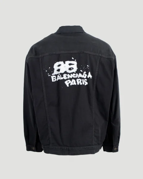 Hand Drawn BB Icon Oversized Jacket in Black — снимка 2