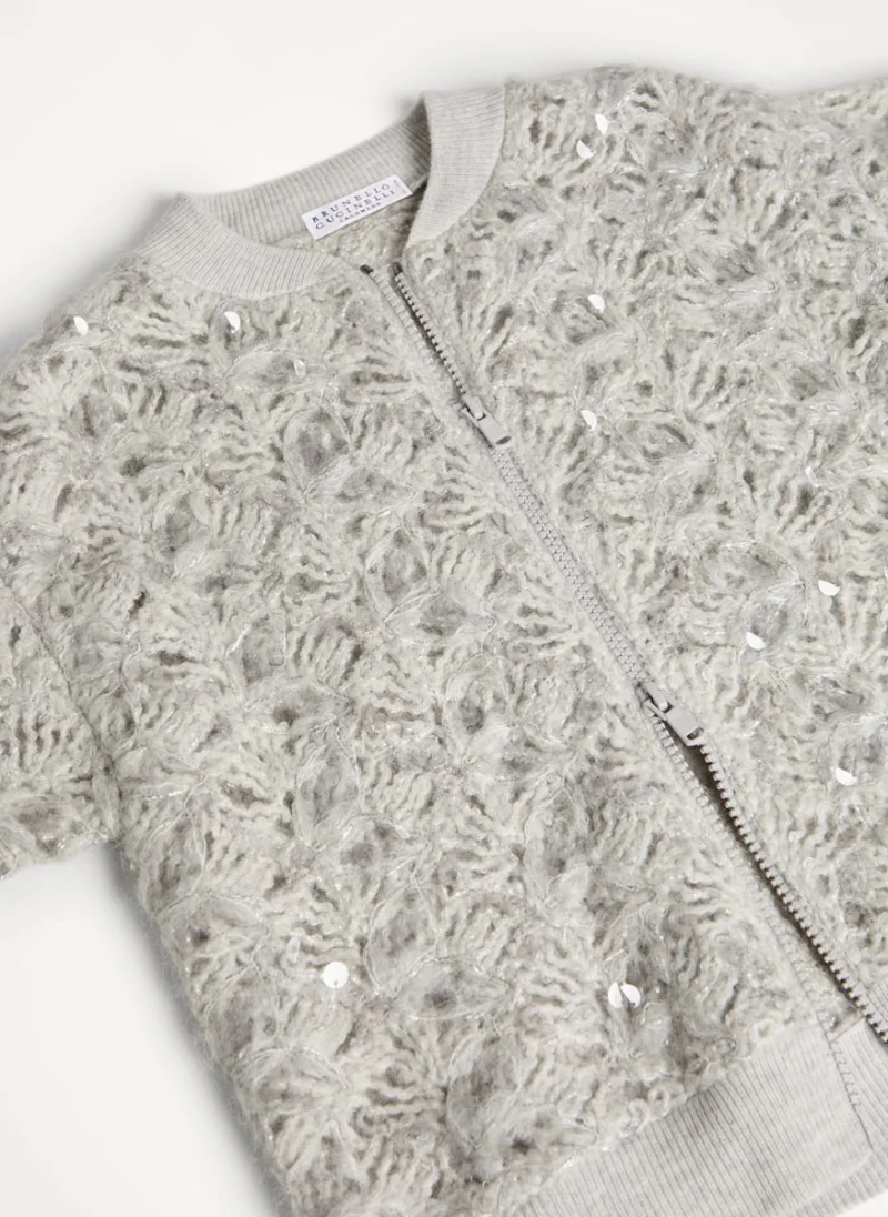 Жилетка с мохер 'Fluffy flower' Brunello Cucinelli Kids 8-10 — снимка 3