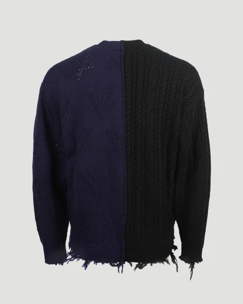 Distressed Sweater in Black and Navy — снимка 2