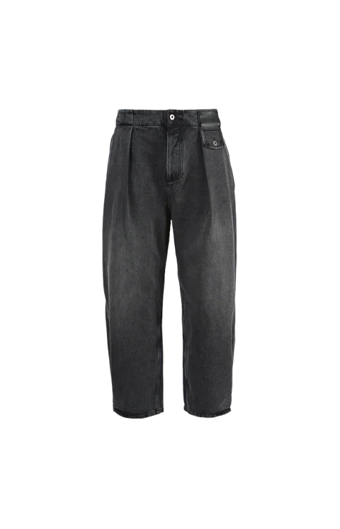 Embossed Leather-Patch Jeans