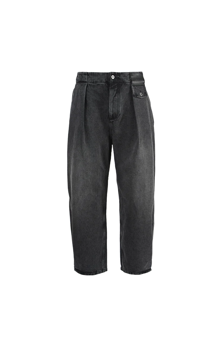 Embossed Leather-Patch Jeans