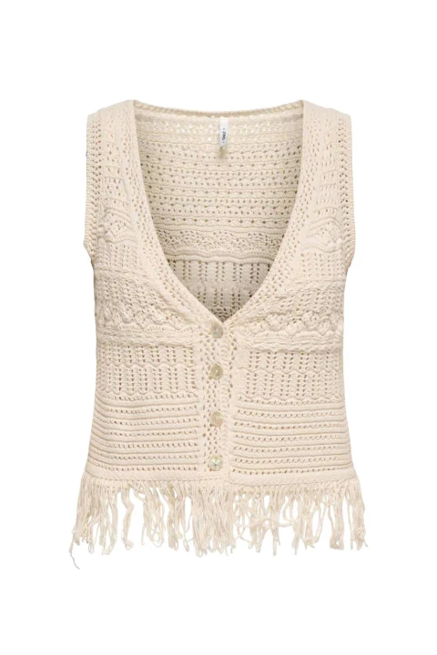 Сако Onlalix Sl Fringe Waistcoat Knt 15364856 11-0809 TCX ecru