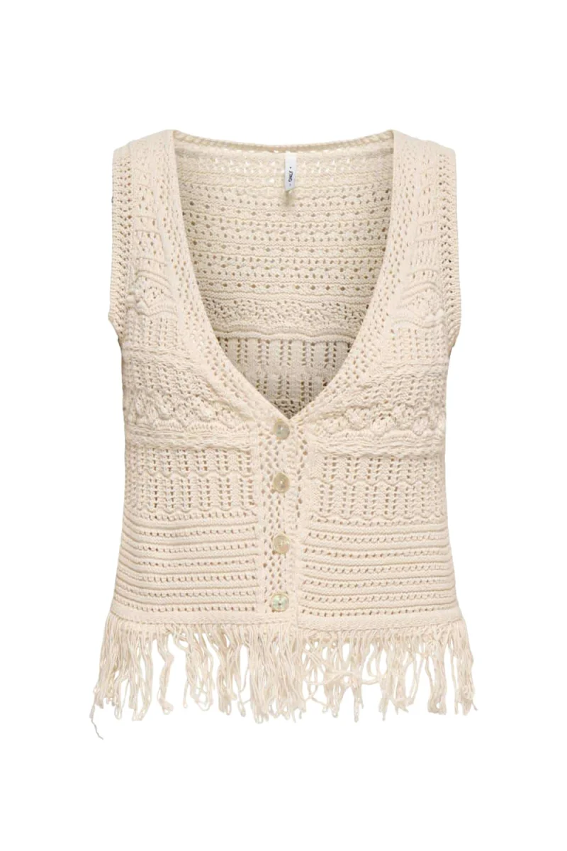 Сако Onlalix Sl Fringe Waistcoat Knt 15364856 11-0809 TCX ecru